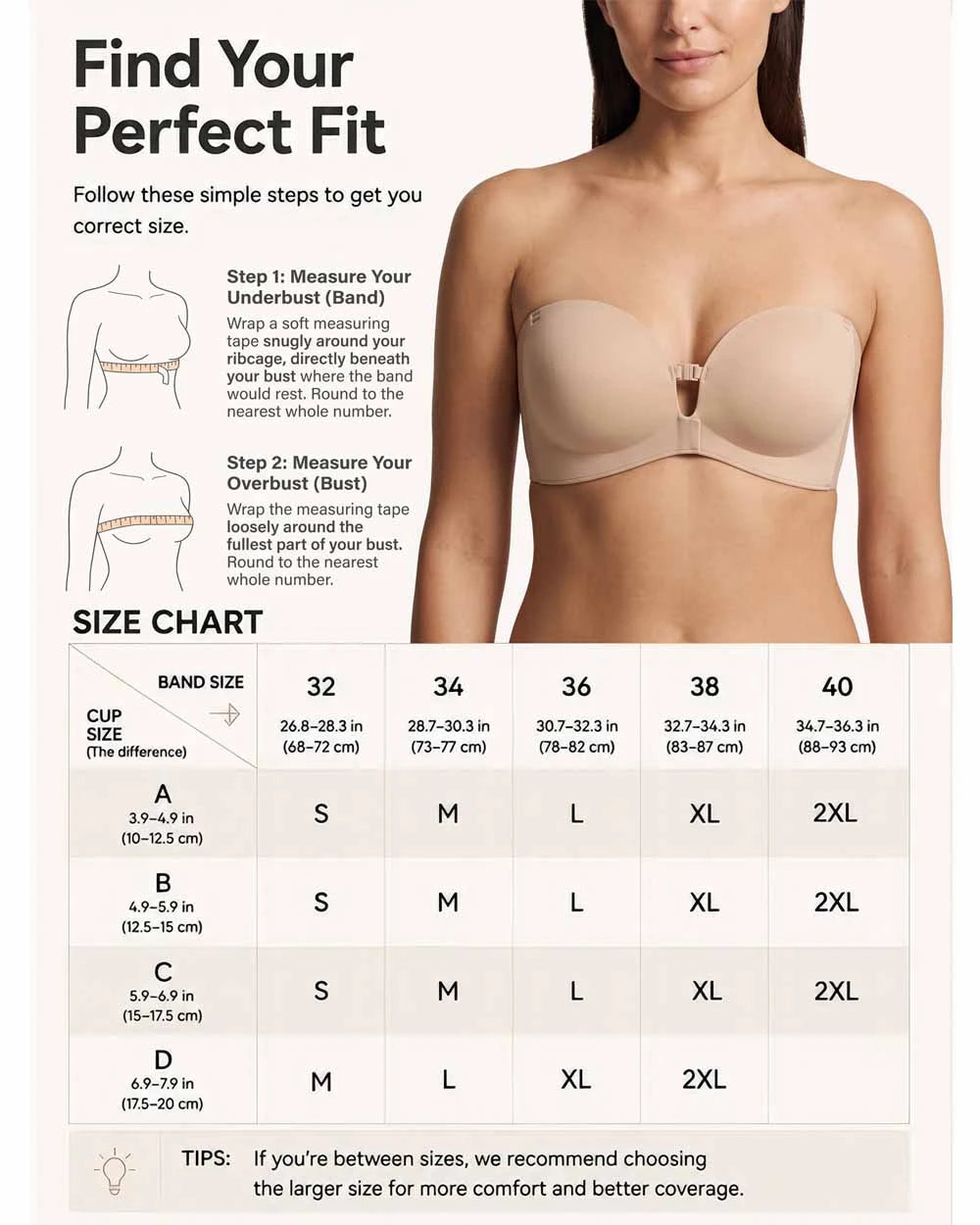 Women's Strapless Front Closure Push-Up Bra