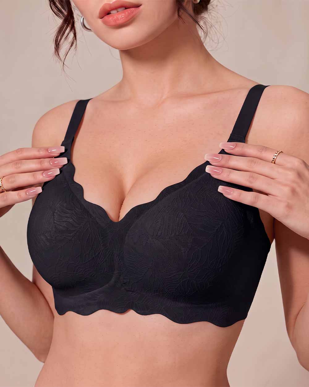 Soft Full Coverage Scalloped Wireless Jelly Bra