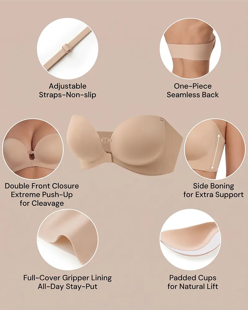 Women's Strapless Front Closure Push-Up Bra