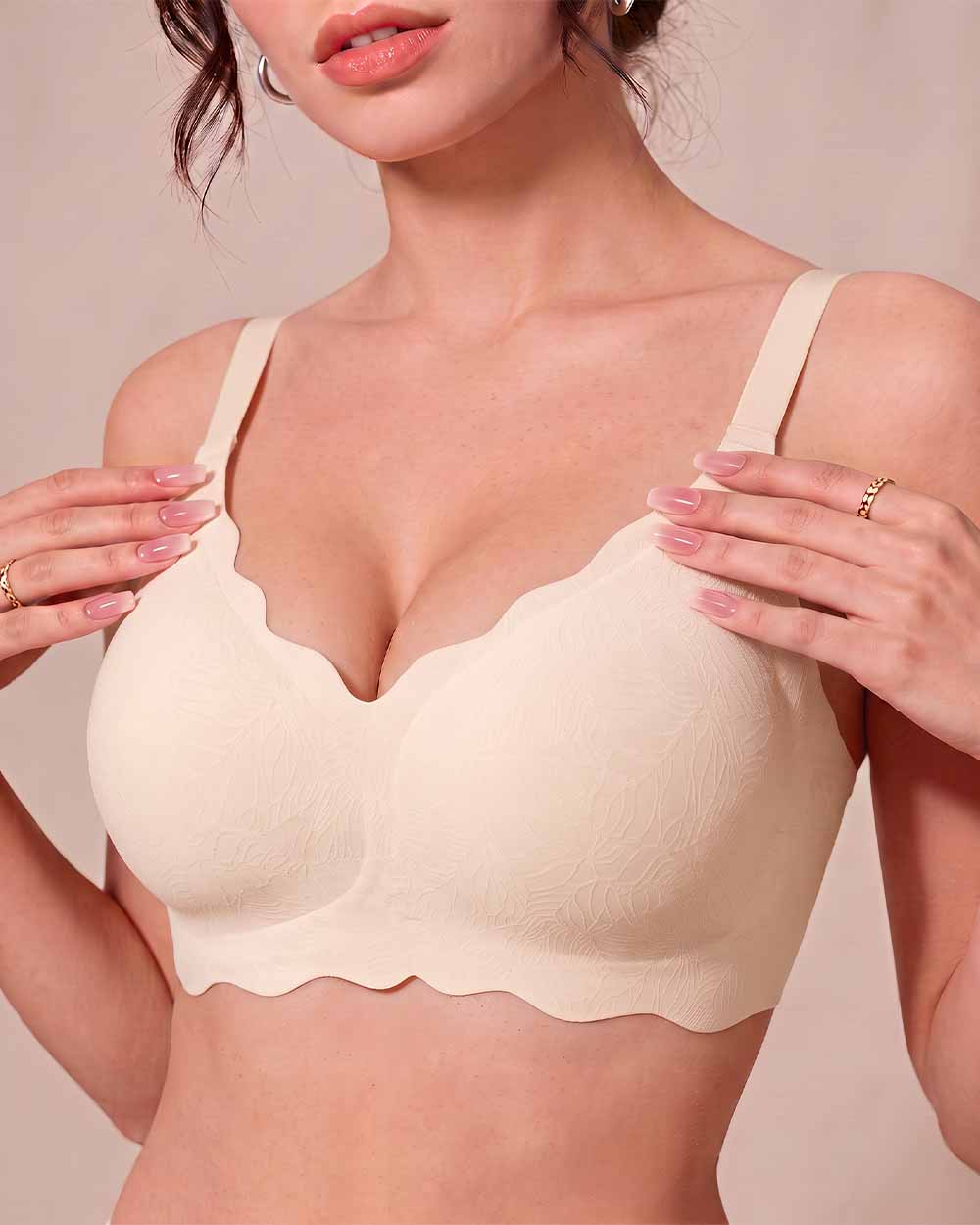 Soft Full Coverage Scalloped Wireless Jelly Bra