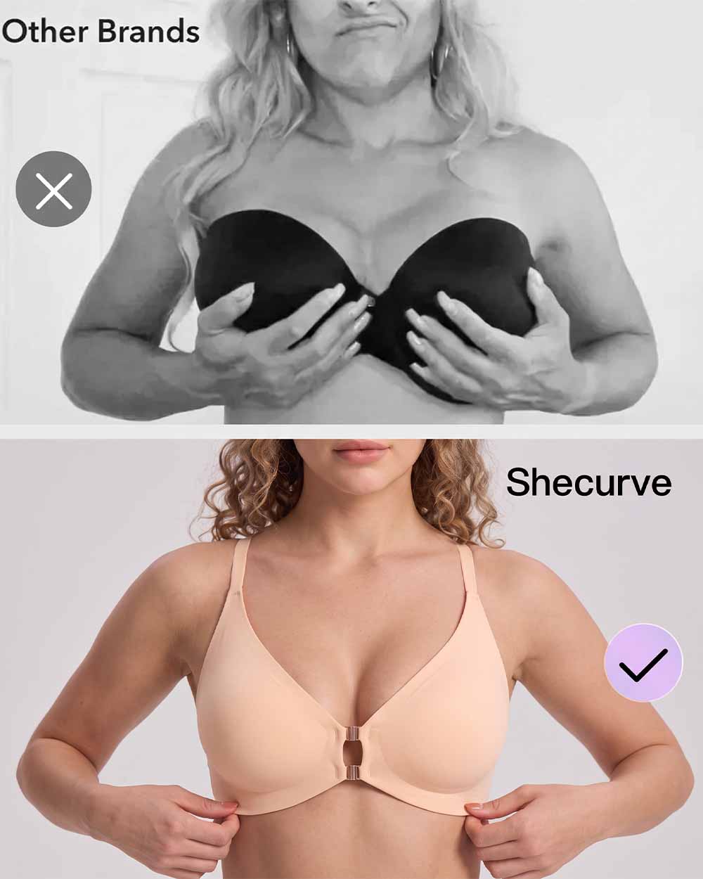 Women's Front Closure Bra, Deep V Lace Jelly Bra